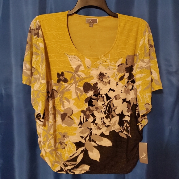 XL Yellow/Black JM Collection top - Picture 1 of 4